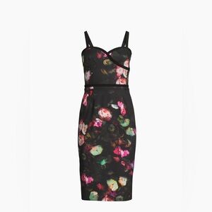 Black Halo Black Floral Midi Dress